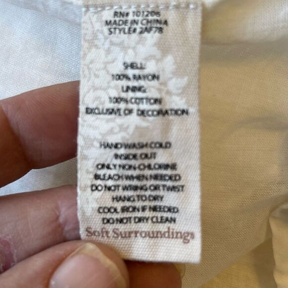 SOFT SURROUNDINGS White Destin Gauze Cold Shoulder Pockets MIDI Dress.Size XS - Picture 13 of 14